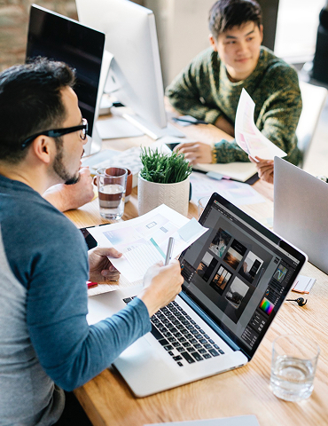 Copy drafting and markup at a desk